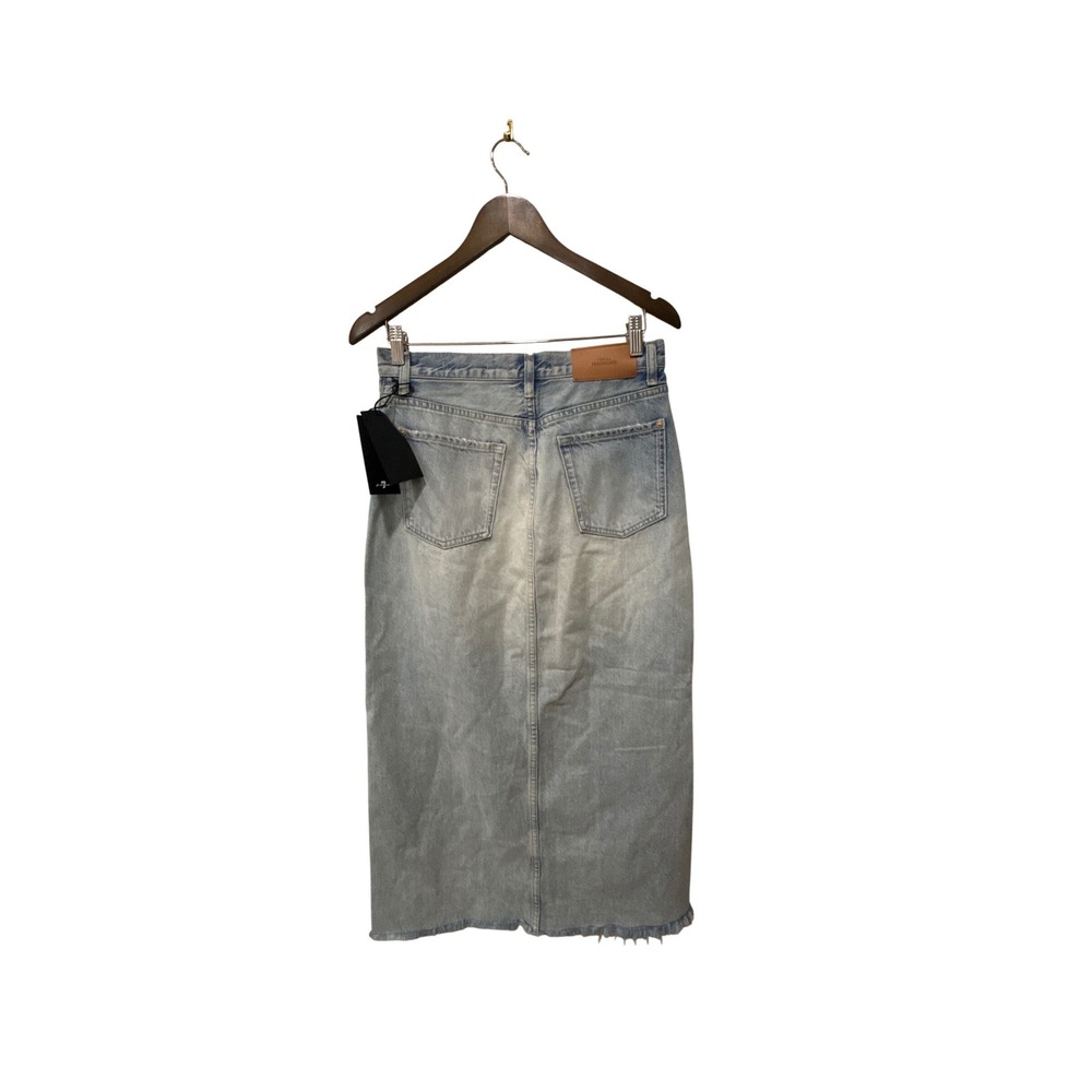 7 For All Mankind Distressed Asymmetrical Denim Maxi Skirt Size 27 - Picture 13 of 13